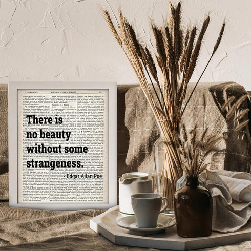 Posterizer 1 pcs-there is no beauty without some strangeness-Edgar Allan Poe-Typography Art-Gift for Couples boyfriend girlfriend Husband Wife- UN...