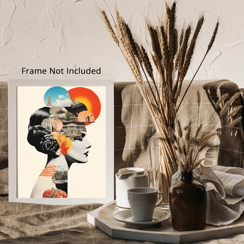 Posterizer 1 pcs-modern buildings-vintage surreal collage-Abstract & Modern Art-Landscape & Nature Art-Gift for Art Lovers- UNFRAMED Wall Art...