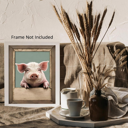 Posterizer 1 pcs- Cute piglet on a wooden frame-Art for Animal Lovers-Kids Room Art-Gift for Daughter, Son, Kids-Living Room Bedroom Decor- unfram...