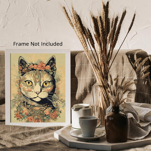 Posterizer 1 pcs-cute retro themed cat in clothes 4-Art for Animal Lovers-Retro Art-Decor for Home & Office- unframed wall art...