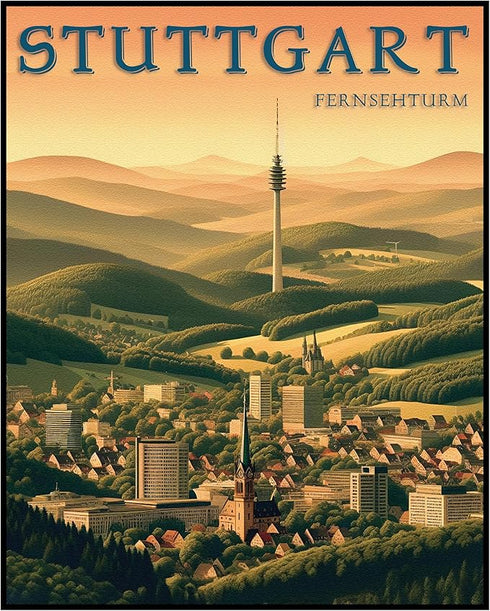 Posterizer 1 pcs-travel poster-Stuttgart-Fernsehturm-Adventure Wall Art Gift for Men Women Entrepreneur Teens Decor for Home & Office- unframed ...