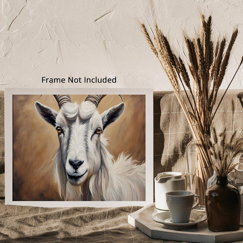 Posterizer 1 pcs- White goat with a brown background-Art for Animal Lovers-Landscape & Nature Art- Gift for Men Women Entrepreneur Teens-Decor for...