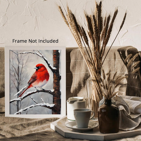 Posterizer 1 pcs-cute little bird in snowy winter scene -12-Art for Animal Lovers-Landscape & Nature Art-Decor for Home & Office- unframed wall ar...