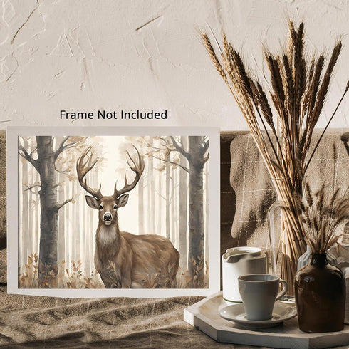 Posterizer 1 pcs- A deer standing in a foggy jungle-Art for Animal Lovers-Landscape & Nature Art- Gift for Men Women Teens-decor for Bedroom, Offi...
