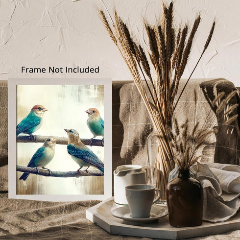 Posterizer 1 pcs-cute little birds on a branch serene scene poster -1-Art for Animal Lovers Gift for Men Women Teens Decor for Home & Office- unfr...