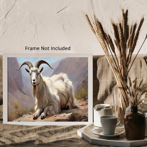 Posterizer 1 pcs- Mountain goat laying on the ground oil painting syle-Art for Animal Lovers- Gift for Men Women Entrepreneur Teens-Living Room Be...