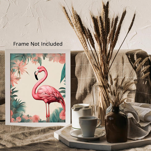 Posterizer 1 pcs-abstract retro design of flowers and flamingo 5-Art for Animal Lovers-GIft for Men Women Teens-Decor for Home & Office- unframed ...