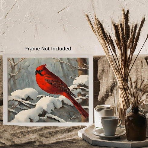 Posterizer 1 pcs-cute little bird in snowy winter scene -9-Art for Animal Lovers-Landscape & Nature Art-Decor for Home & Office- unframed wall art...