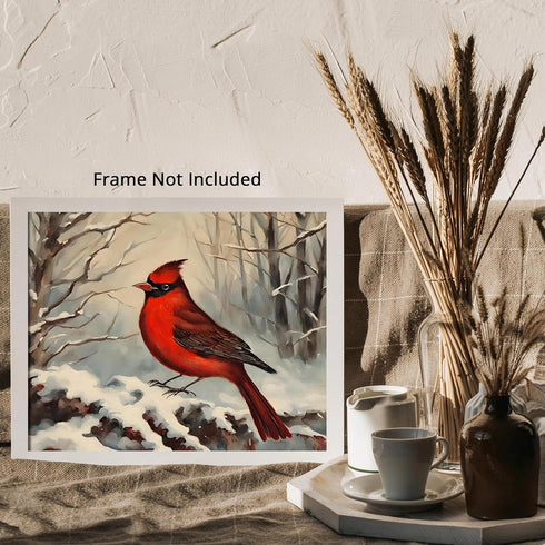 Posterizer 1 pcs-cute little bird in snowy winter scene -8-Art for Animal Lovers-Landscape & Nature Art-Decor for Home & Office- unframed wall art...