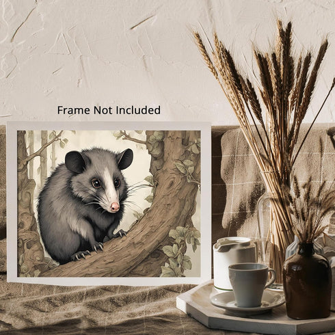 Posterizer 1 pcs- Possum on a tree with green leaves-Art for Animal Lovers- Gift for Men Women Entrepreneur Teens-Living Room Bedroom Decor- unfra...