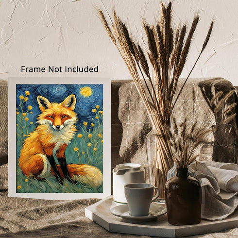 Posterizer 1 pcs- pretty red fox in the wild-Art for Animal Lovers-Gift for Art Lovers-Living Room Bedroom Decor- unframed wall art...