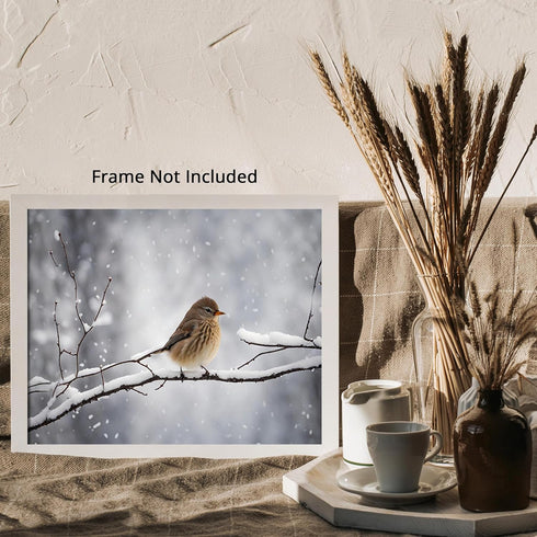 Posterizer 1 pcs-cute little bird in snowy winter scene -2-Art for Animal Lovers-Landscape & Nature Art-Decor for Home & Office- unframed wall art...