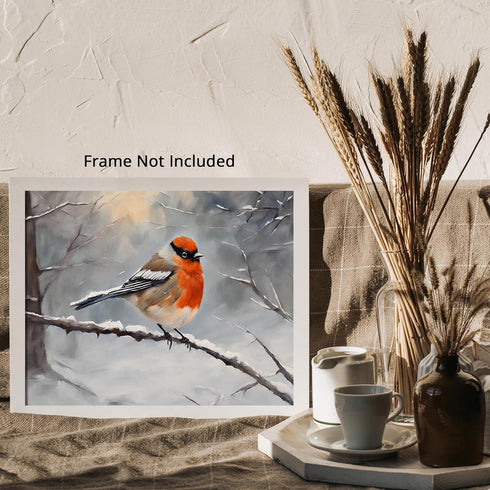 Posterizer 1 pcs-cute little bird in snowy winter scene -3-Art for Animal Lovers-Landscape & Nature Art-Decor for Home & Office- unframed wall art...