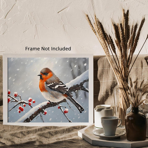 Posterizer 1 pcs-cute little bird in snowy winter scene -6-Art for Animal Lovers-Landscape & Nature Art-Decor for Home & Office- unframed wall art...