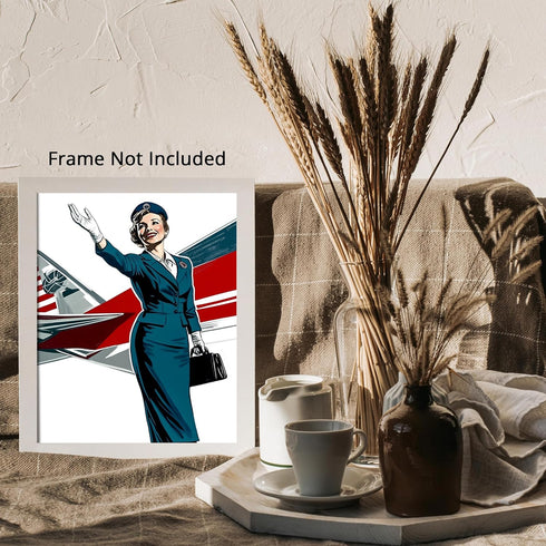Posterizer 1 pcs-retro style flight attendant minimal art 1-Adventure Wall Art- Gift for Men Women Entrepreneur Teens -Decor for Home & Office- un...