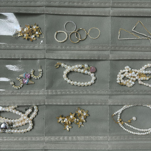 1-Pack Hanging Jewelry Organizer 80-Pocket Dual-sided Jewelry Storage for Jewelry Earring Necklace Bracelet Ring Storage Travel Holder, Gray...