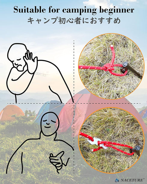 NACETURE Aluminum Alloy Rope Tensioner Camping Tent Guyline Cord Adjuster Camping of Gear for Camping, Hiking, Backpacking Ultralight Tent Stakes ...