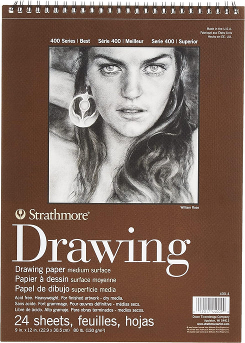 Strathmore Medium Drawing Spiral Paper Pad 9"X12"-24 Sheets -400400, Medium...