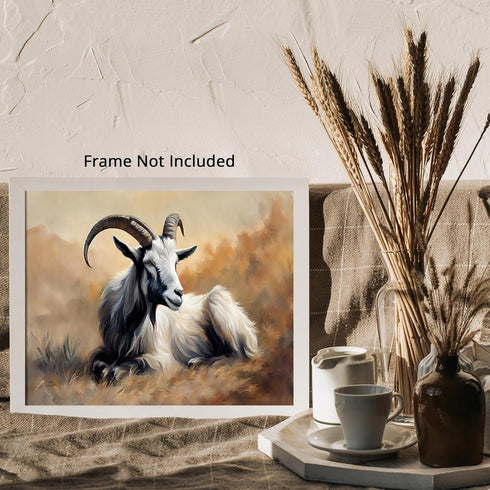 Posterizer 1 pcs- Beautiful white goat lying on the ground-Art for Animal Lovers- Gift for Men Women Entrepreneur Teens-Living Room Bedroom Decor-...