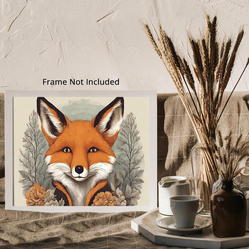 Posterizer 1 pcs- Cute red fox next to trees-Art for Animal Lovers- Gift for Men Women Entrepreneur Teens-Decor for Home & Office- unframed wall a...