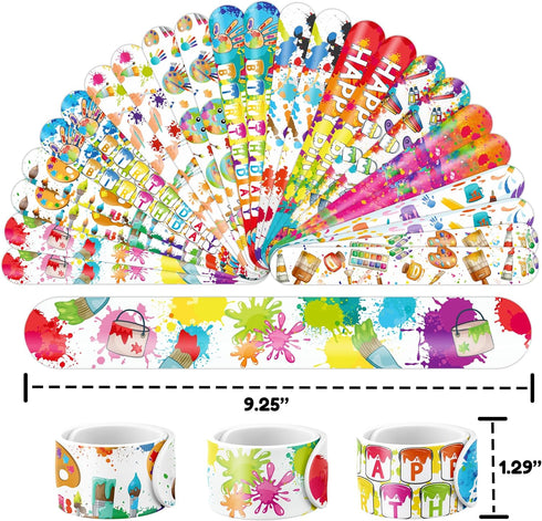 48PCS Art Party Favors 24PCS Tattoos 24PCS Slap Bracelets Wristbands Themed Birthdays Party Supplies Decorations Decor Artistry Painting Creativit...