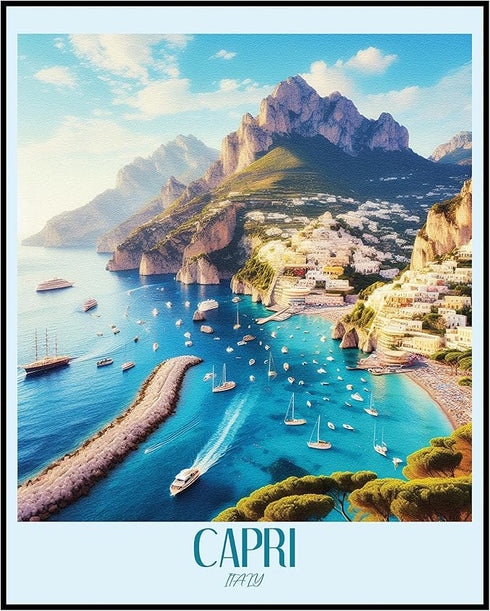Posterizer 1 pcs-Capri Italy Cute Aesthetic Travel Print-Adventure Wall Art-GIft for Men Women Teens-Decor for Home & Office- unframed wall art...