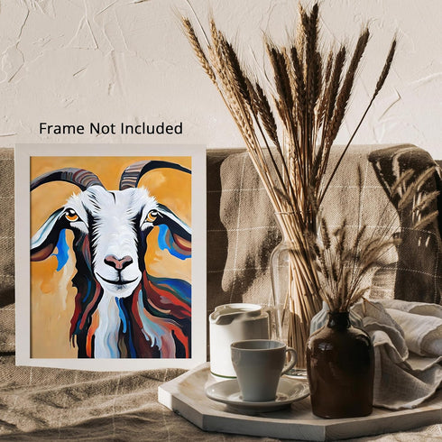 Posterizer 1 pcs- vibrant yellow background and a goat-Art for Animal Lovers-Abstract & Modern Art- Decor for Home & Office- unframed wall art...