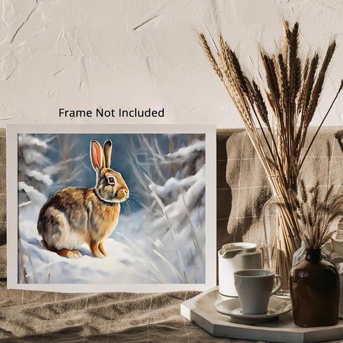 Posterizer 1 pcs-bunny in snowy winter nature-oil painting style 3-Art for Animal Lovers-Landscape & Nature Art-Decor for Home & Office- unframed ...