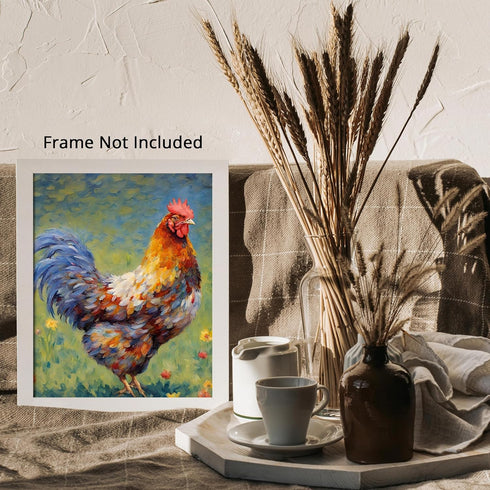 Posterizer 1 pcs- Oil painting style- rooster in garden-Art for Animal Lovers- Gift for Men Women Entrepreneur Teens-Living Room Bedroom Decor- un...
