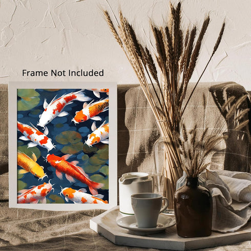 Posterizer 1 pcs- Gold fish swimming in a river print-Art for Animal Lovers- Gift for Men Women Entrepreneur Teens-Decor for Home & Office- unfram...