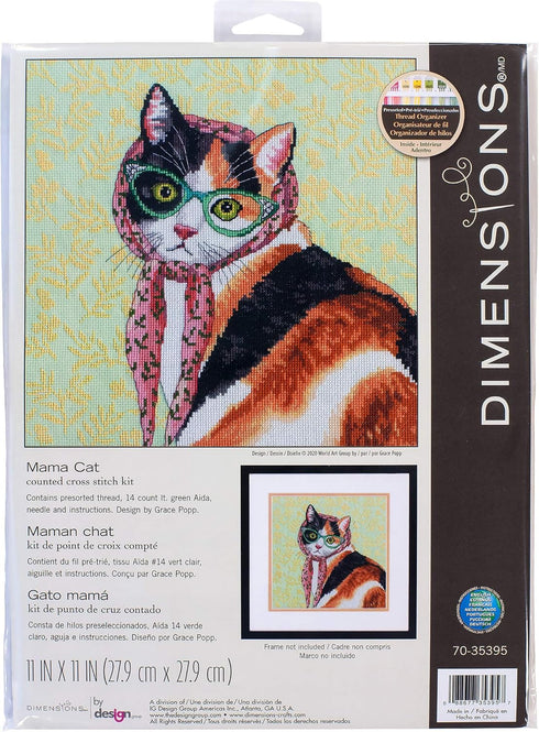 DIMENSIONS Mama Cat Counted Cross Stitch Kit, Multi-Color...