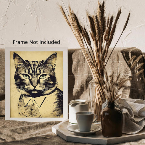 Posterizer 1 pcs-cute retro themed cat in clothes 2-Art for Animal Lovers-Retro Art-Decor for Home & Office- unframed wall art...