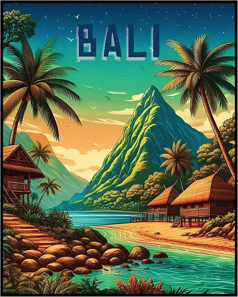 Posterizer 1 pcs-travel poster-Bali-Adventure Wall Art Gift for Men Women Entrepreneur Teens Decor for Home & Office- unframed wall art...