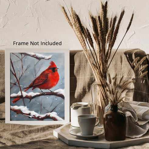 Posterizer 1 pcs-cute little bird in snowy winter scene -15-Art for Animal Lovers-Landscape & Nature Art-Decor for Home & Office- unframed wall ar...