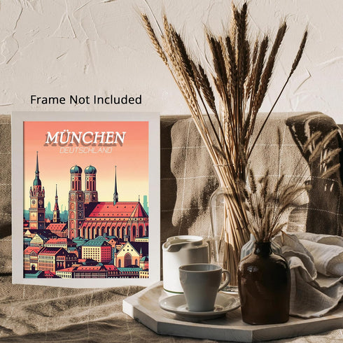 Posterizer 1 pcs-Munchen Deutschland City Retro Travel Poster-Adventure Wall Art-GIft for Men Women Teens-Decor for Home & Office- unframed wall a...