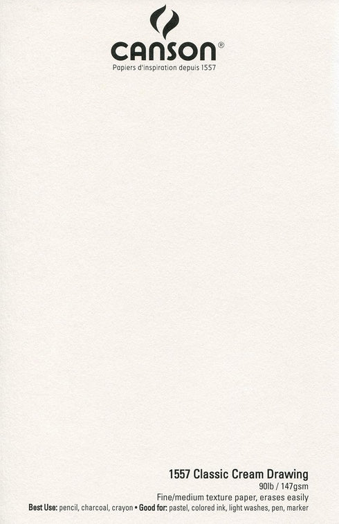 Canson Artist Series Cream Drawing Pad 9" x 12", Top Wire Bound, 24 Sheets (100510973)...