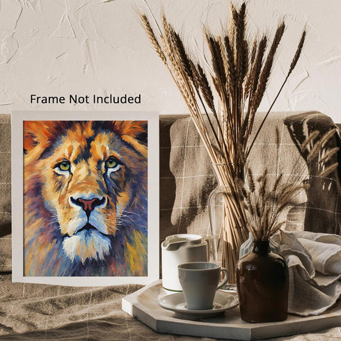 Posterizer 1 pcs- Oil painting style print of a lion-Art for Animal Lovers-Floral Botanical Art- Gift for Men Women Entrepreneur Teens-Living Room...