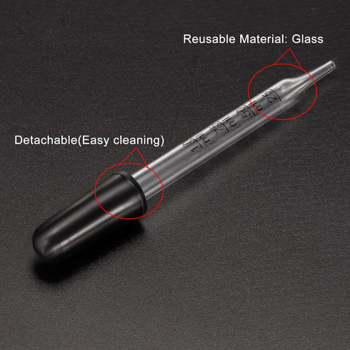 PATIKIL Eye Dropper Kit, 1 Set 1ml Glass Straight Tip Graduated Ear Dropper with Rubber Bulb Cleaning Brush for Transfer Liquids for Dose and Meas...