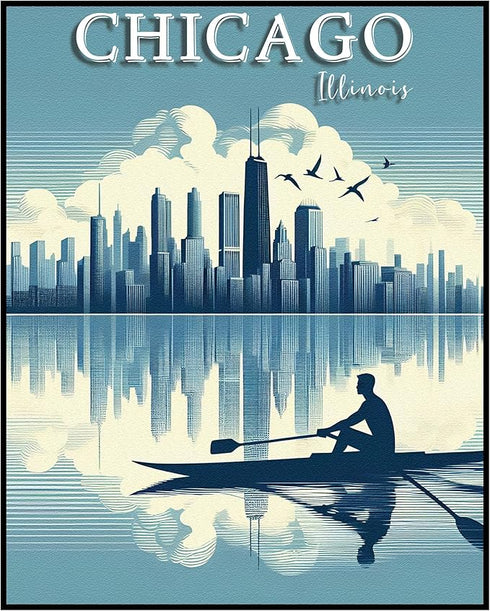 Posterizer 1 pcs-travel poster-Chicago-United Stated-Illinois-Adventure Wall Art Gift for Men Women Entrepreneur Teens Decor for Home & Office- ...