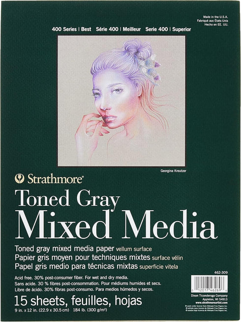Strathmore Toned Mixed Media Paper Toned Grey 9"X12"-15 Sheets -62462309...