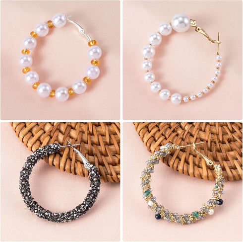 PAGOW 96Pcs Hoop Earrings Finding, Hypoallergenic Alloy Round Earring Hoops for Jewelry Making, Open Beading DIY Earrings Craft Art Accessories...