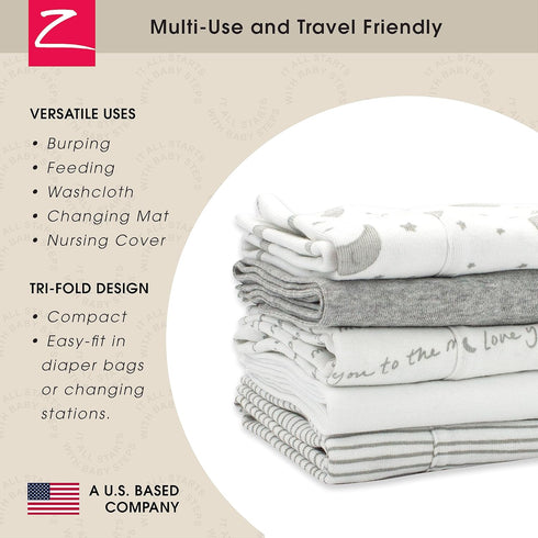 Zutano 5-Pack Organic Burp Cloths for Baby Girl & Boy, Large Cotton Burping Cloths for Babies | Absorbent Baby Spit-Up Rags | Gender Neutral Burp ...