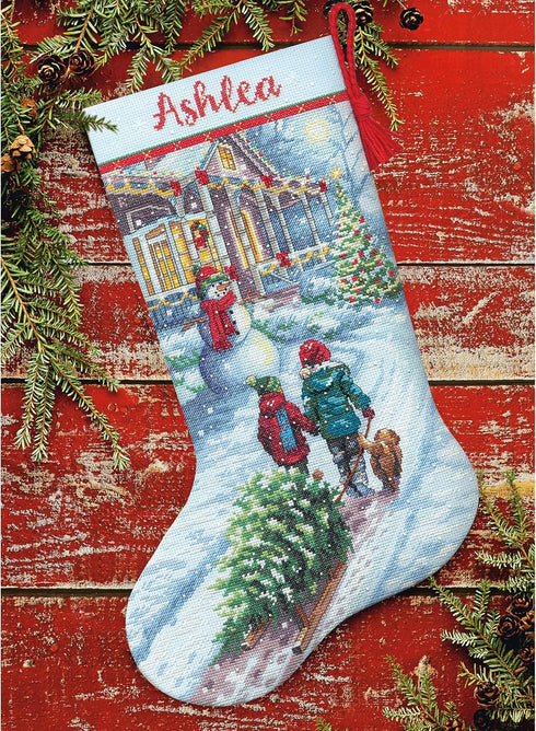 Dimensions 70-08995 Holiday Tradition DIY Personalizable Christmas Cross Stitch Stocking Kit, 16" L, 14 Count Light Blue Aida, Various...
