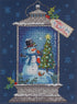 Dimensions 70-08987, 9" x 12" Snowman Lantern Counted Cross Stitch Kit, 14 Navy Aida...