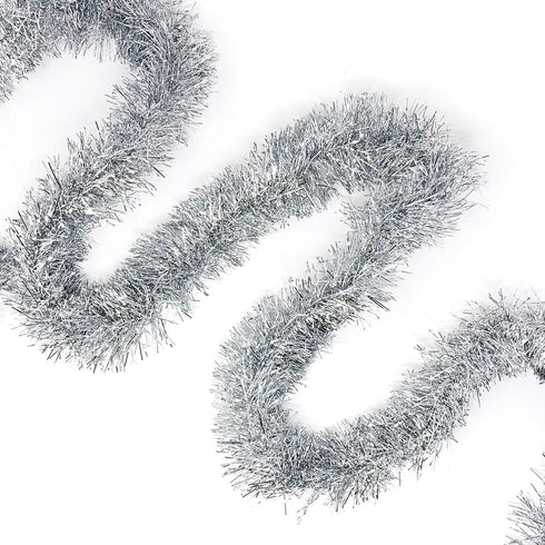 Allgala Silver Tinsel Garland, 50 Feet Christmas Metallic Foil Tinsel Garland Decoration for Holiday Tree Walll Rail Home Office Event Fall Thanks...