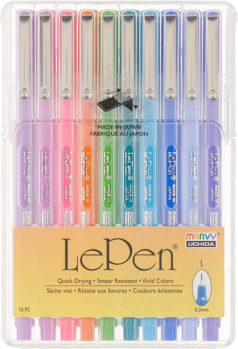 Uchida of America Le Pen .3mm Sets Bright 10pc Art Supplies, 10 Count