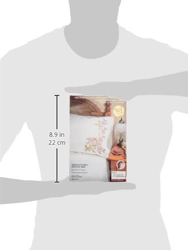 Tobin Stamped Pillowcase Pair for Embroidery, 20 by 30-Inch, Fragrant Floral