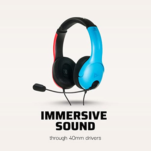PDP Gaming LVL40 Stereo Headset with Mic for Nintendo Switch - PC, iPad, Mac, Laptop Compatible - Noise Cancelling Microphone, Lightweight, Soft Comfort On Ear Headphones - Mario Red & Blue