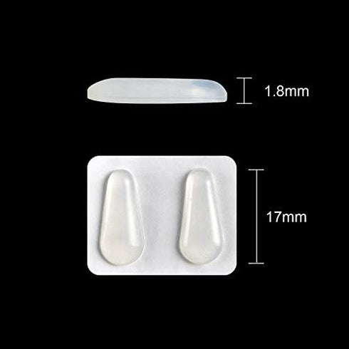 TOODOO 10 Pairs Nose Pads Adhesive Non-Slip Eyeglass Pads Silicone Glass Pads for Eyeglass Spectacles, Drop Shape (0.07 inch, Transparent)