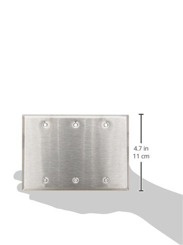 Morris 83330 430 Wall Plate, Blank, 3 Gang, Stainless Steel